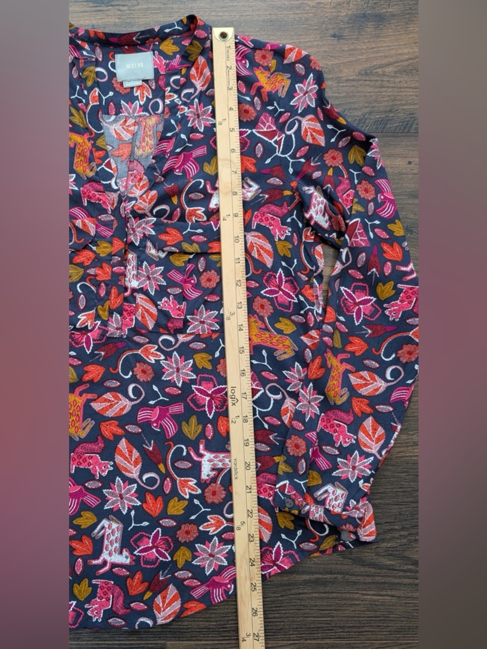 Anthropologie Maeve Primitive Animal Novelty Artsy Blouse Multicolored Size 2 - Picture 9 of 10